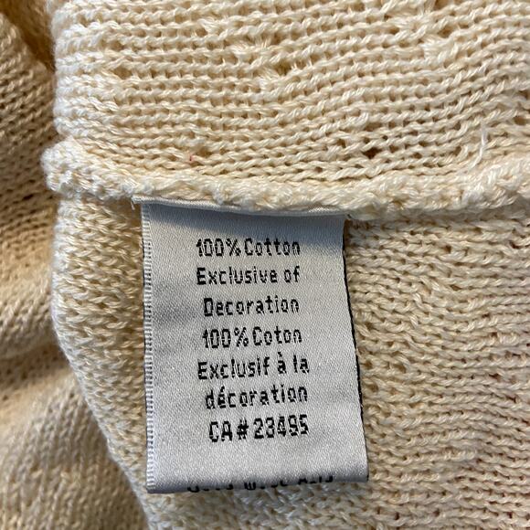 Clare Icelandic Design Sweater Pullover Embellished Collar Cotton Knit Cream M - Picture 3 of 4